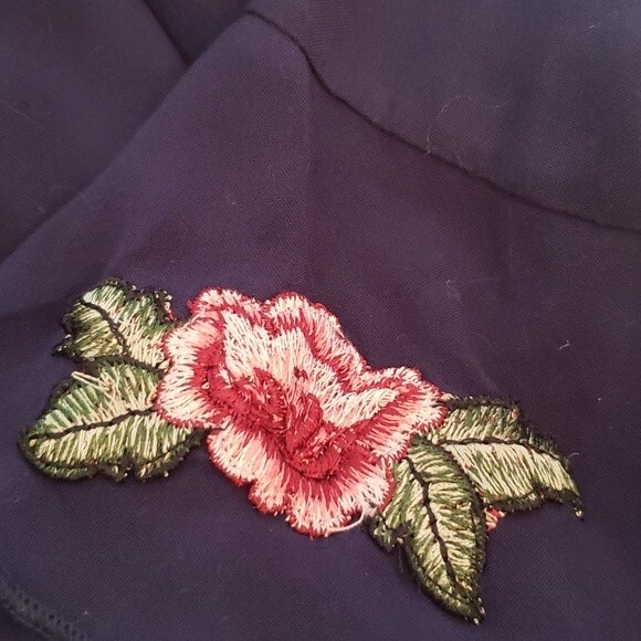 Jenna Jessie BLue Cold Shoulder 3/4 sleeve Navy Blue Shirt Large/14 - Picture 3 of 4